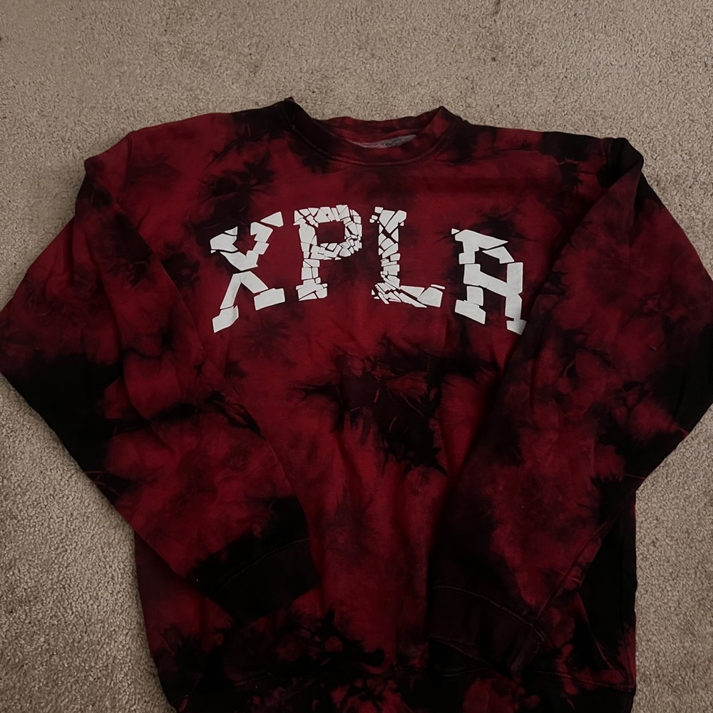 XPLA Red and Black Tie-Dye Women's Sweater - Picture 2 of 4